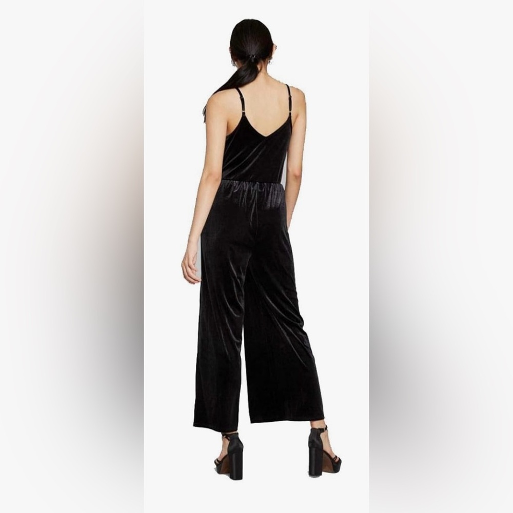 Wild Fable Women's Sleeveless V-Neck Velvet Wrap Jumpsuit Black Wide Leg Sz S - Picture 2 of 5